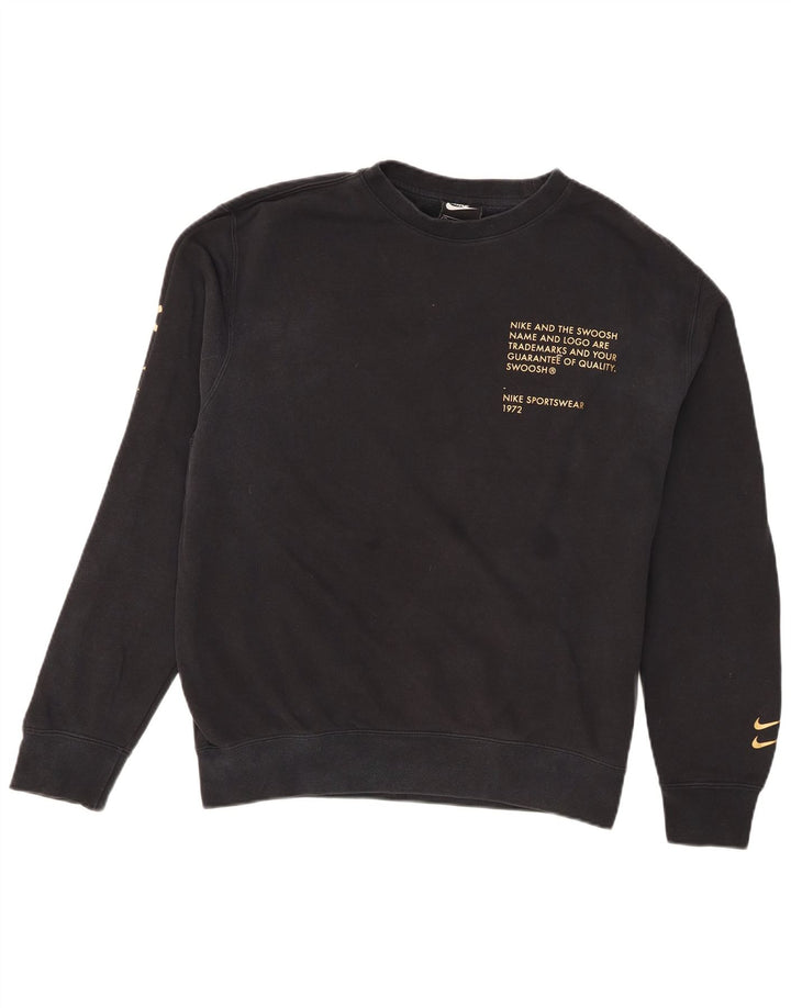 Nike Herren-Sweatshirt mit Swoosh-Grafik, mittlere schwarze Baumwolle