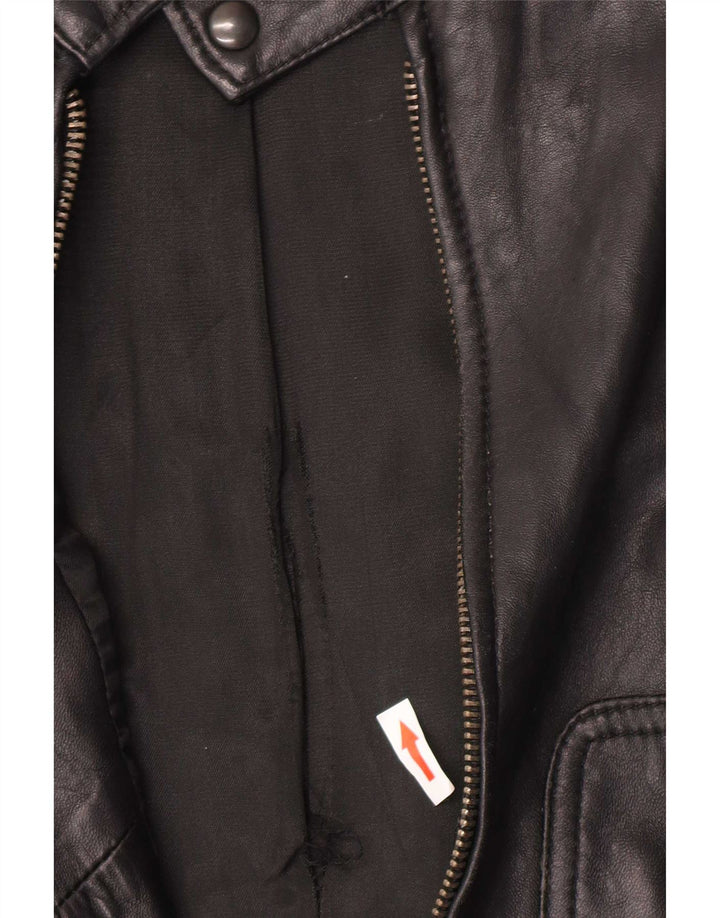 Zen Herren Lederjacke EU 50 Mittelschwarzes Leder