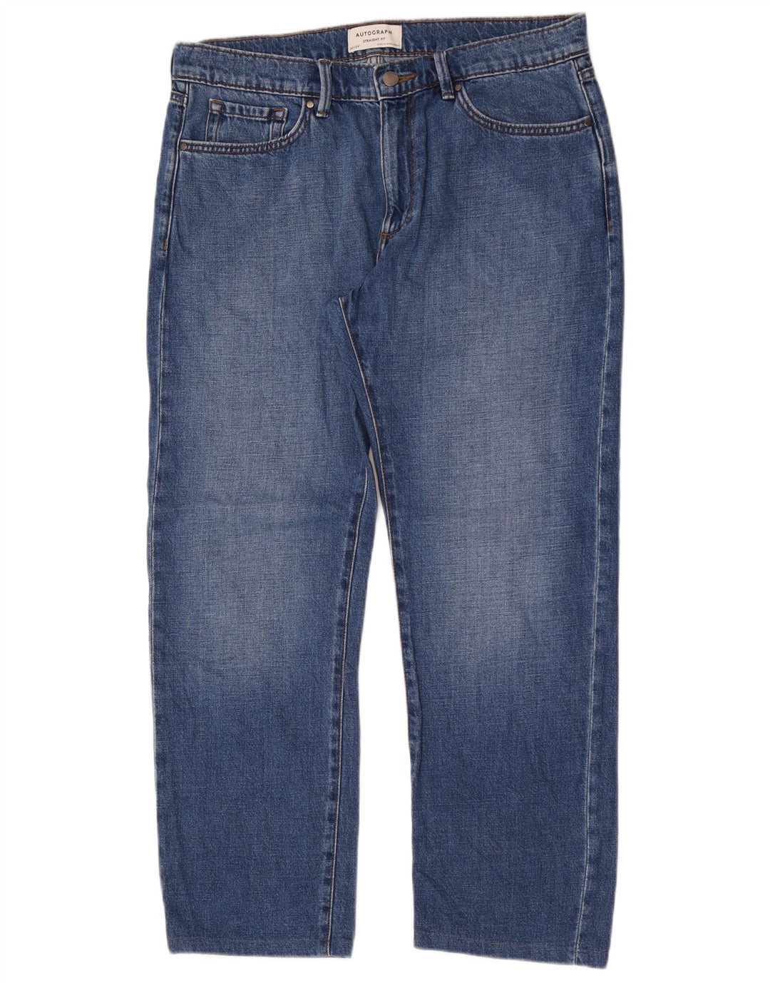 Marks & Spencer Herren Autograph Straight Jeans W34 L29 Blaue Baumwolle