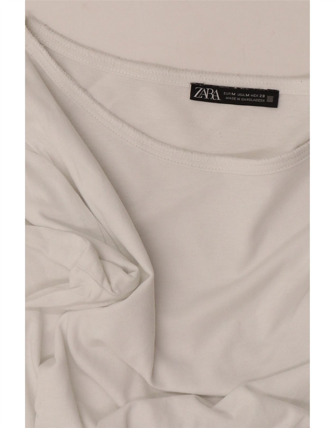 Zara Damen Top Langarm UK 14 Mittelweiß