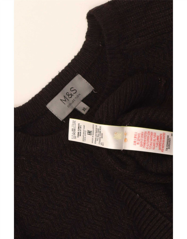 Marks & Spencer Herren-Pullover mit Rundhalsausschnitt, XL, braun, Acryl