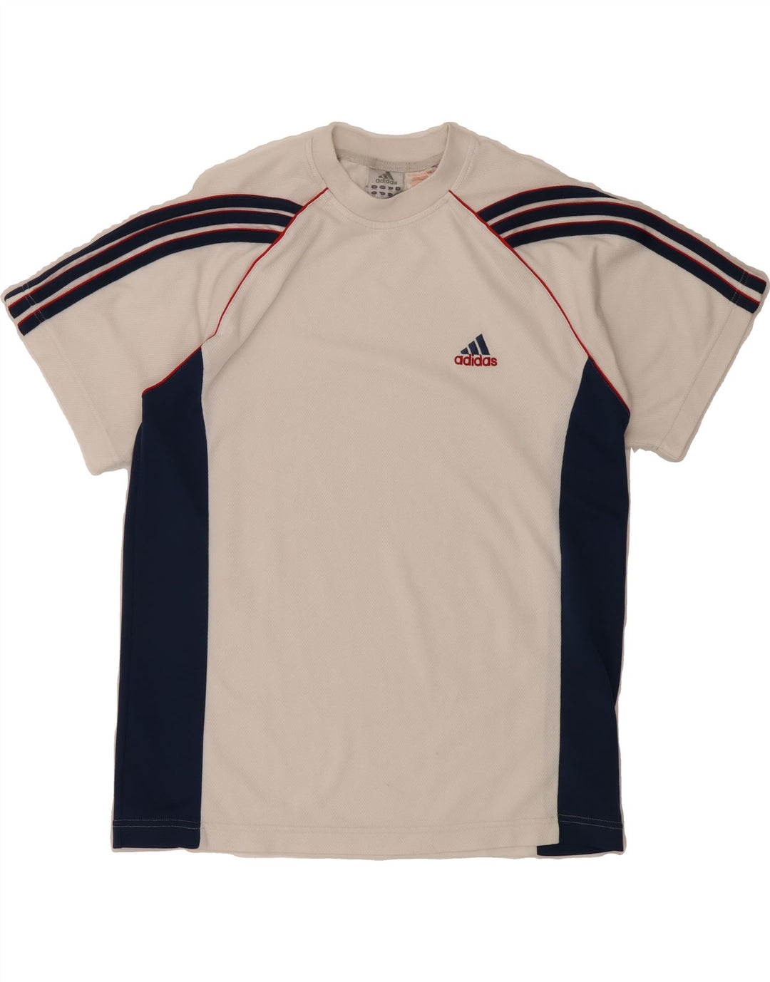 ADIDAS Boys T-Shirt Top 15-16 Years White Colourblock Polyester Vintage Adidas and Second-Hand Adidas from Messina Hembry 