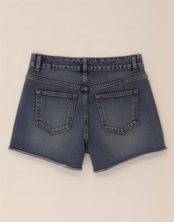 Topshop Damen Moto Denim Shorts Small W26 Blaue Baumwolle