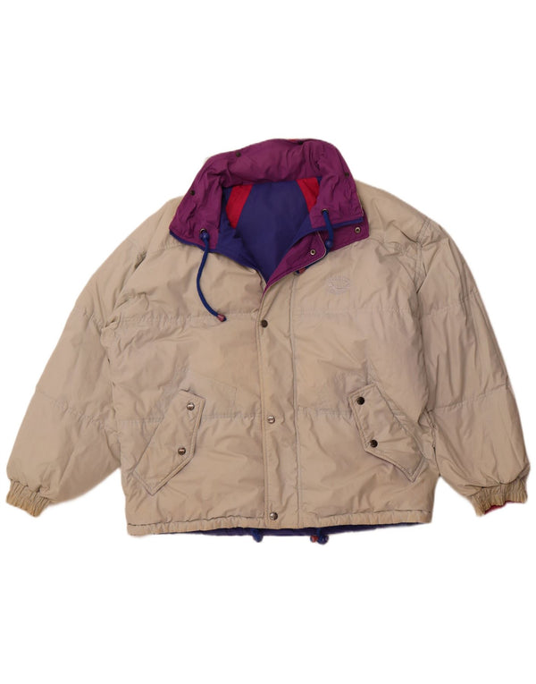 VINTAGE Wendejacke mit Kapuze für Damen, groß, beige, Farbblock-Polyester