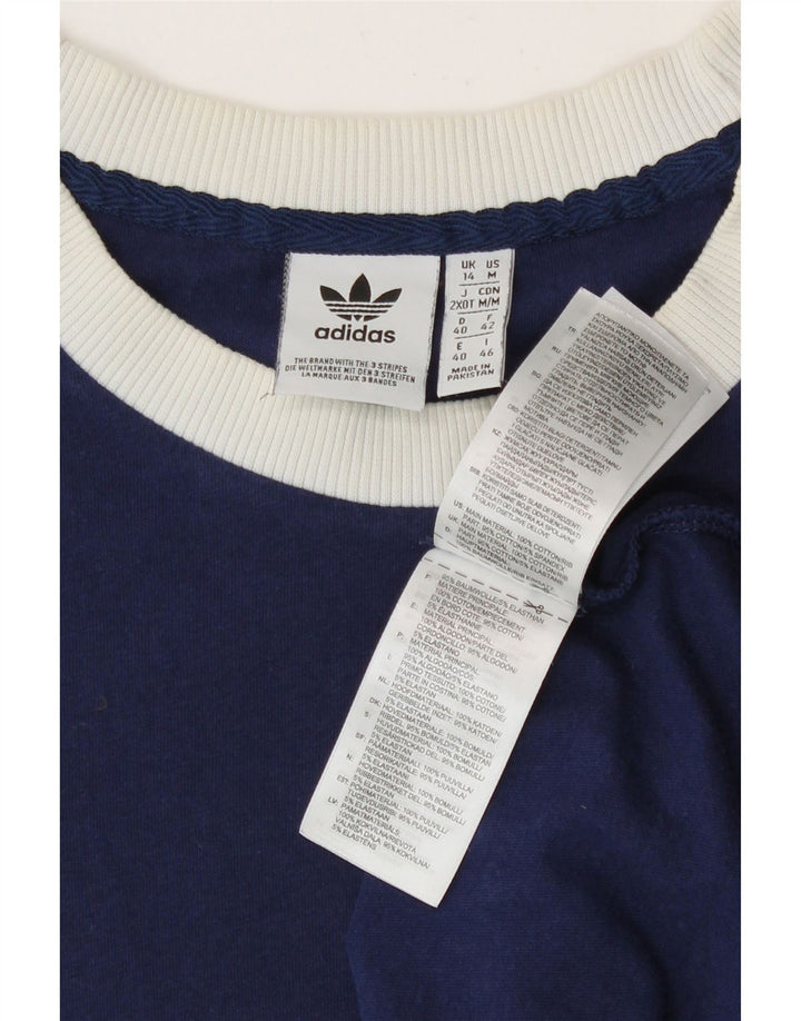 Adidas Damen T-Shirt Top UK 14 Medium Marineblau