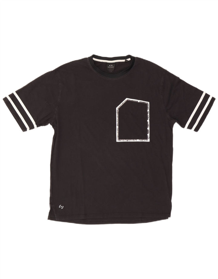 Armani Exchange Herren T-Shirt Top Medium Schwarz