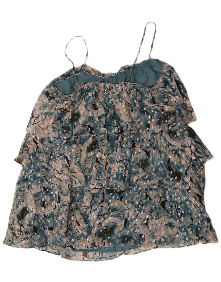 Zara Damen-Kleid mit abstraktem Muster, gestuft, Gr. 46, groß, grün, Polyester