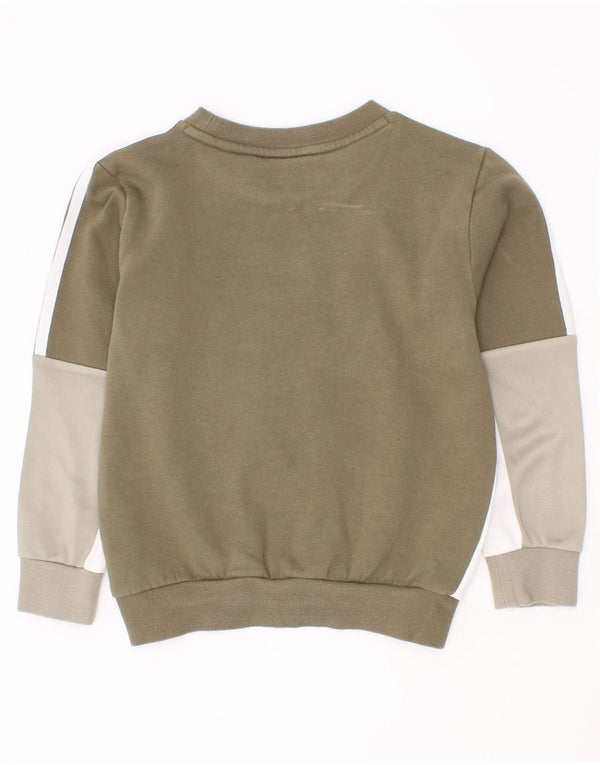 Adidas Jungen Sweatshirt Pullover 5–6 Jahre Khaki Colourblock Baumwolle