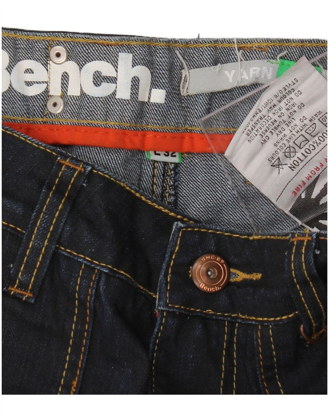 BENCH Mens Straight Jeans W28 L32 Navy Blue Cotton