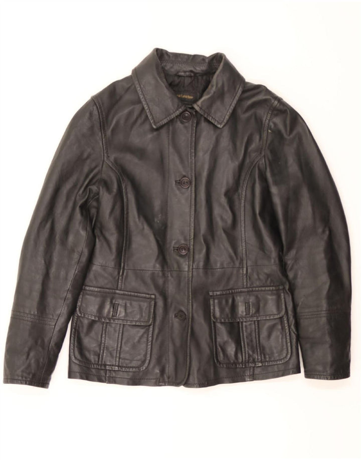 VINTAGE Womens Leather Jacket IT 42 Medium Black Leather Vintage Vintage and Second-Hand Vintage from Messina Hembry 