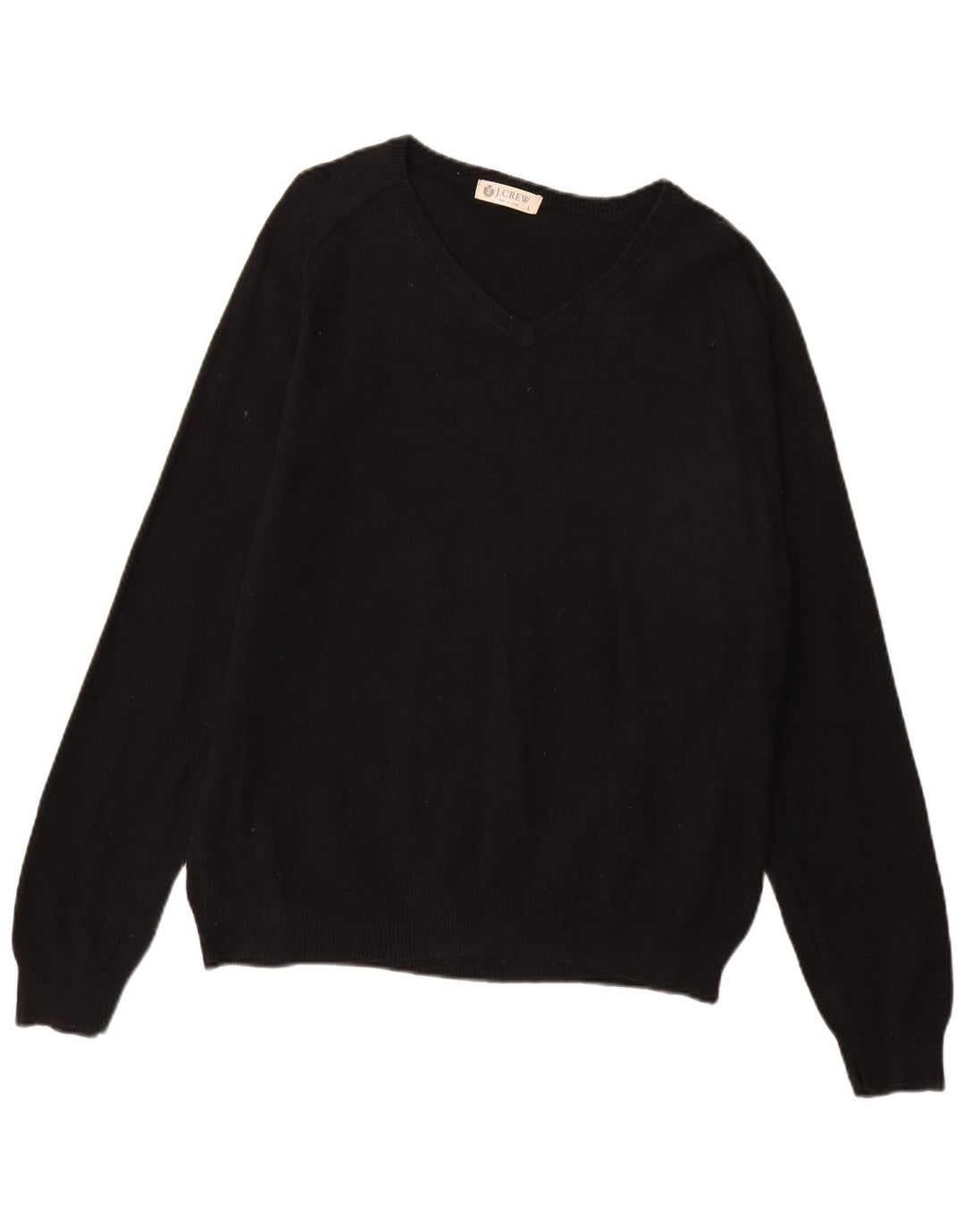 J. Crew Herren-Pullover mit V-Ausschnitt, groß, aus schwarzer Baumwolle