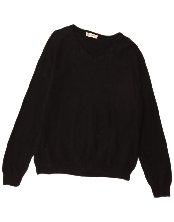 J. Crew Herren-Pullover mit V-Ausschnitt, groß, aus schwarzer Baumwolle