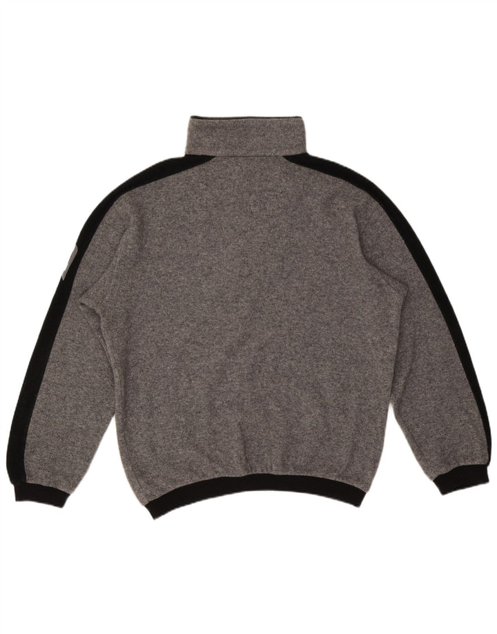 Bogner Herren-Pullover mit grafischem Reißverschluss am Hals, groß, graue Farbblock-Wolle