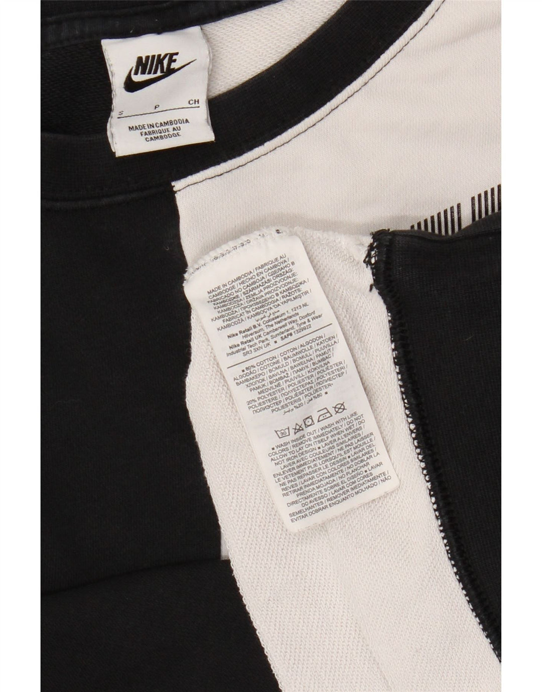 Nike Damen-Sweatshirt mit grafischem Print, Gr. 10, Größe S, Schwarz, Farbblock