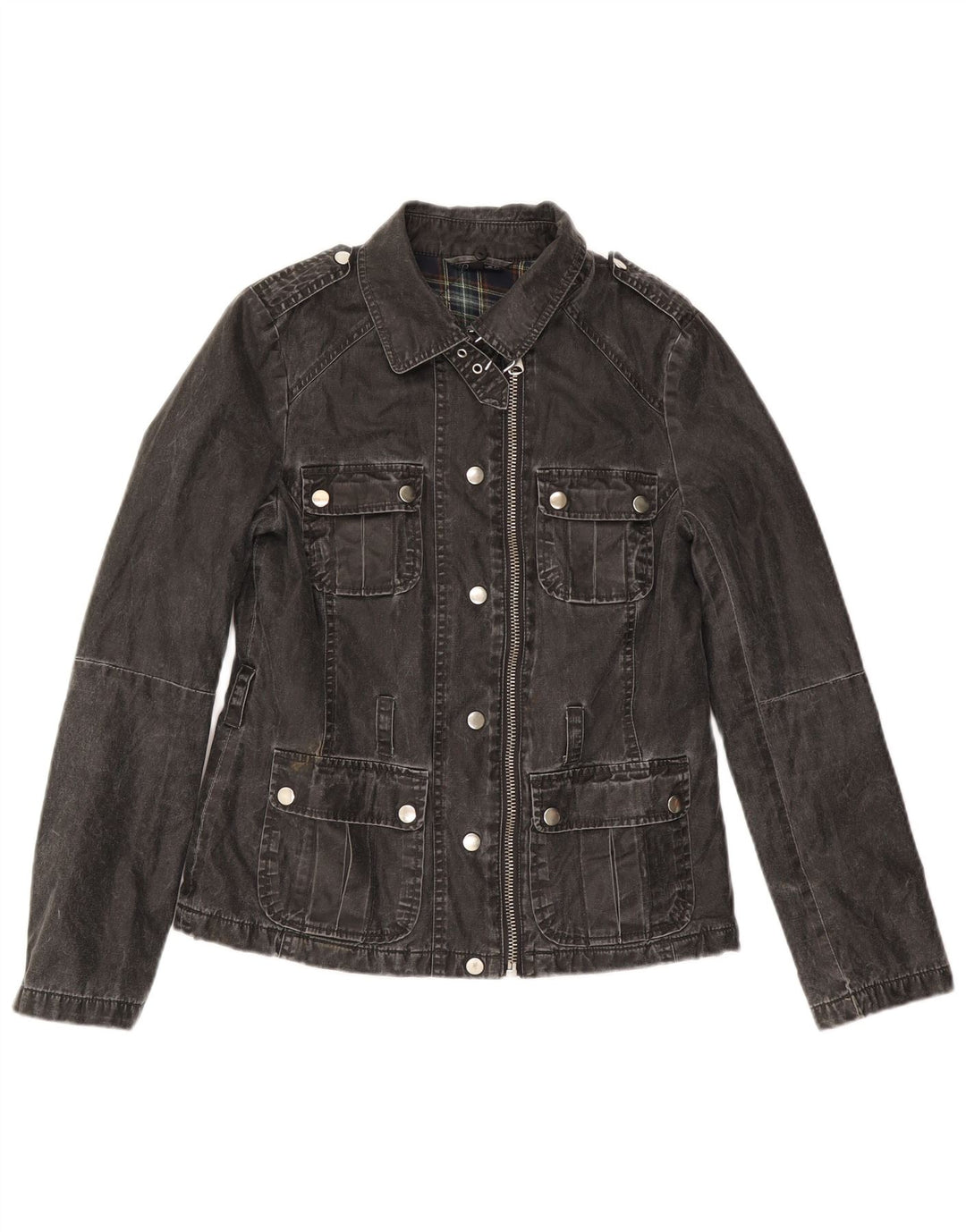 Topshop Damen Jeansjacke UK 8 Small Schwarz Polyacryl