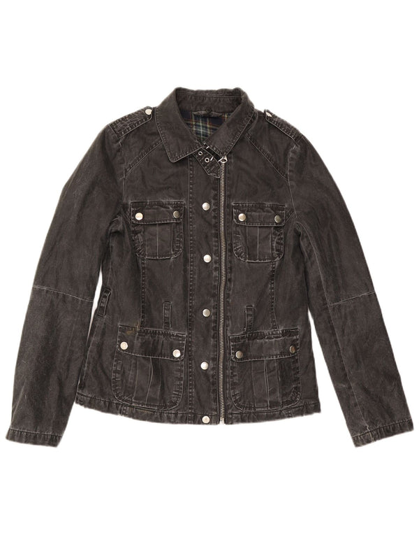 Topshop Damen Jeansjacke UK 8 Small Schwarz Polyacryl