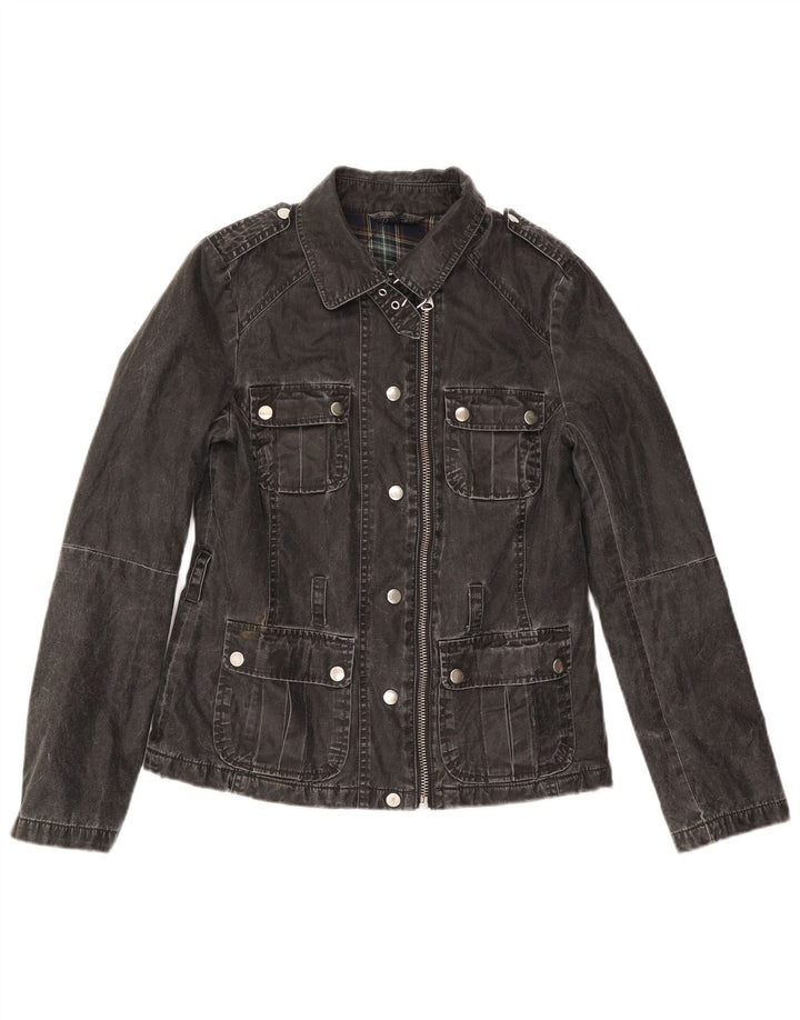 Topshop Damen Jeansjacke UK 8 Small Schwarz Polyacryl