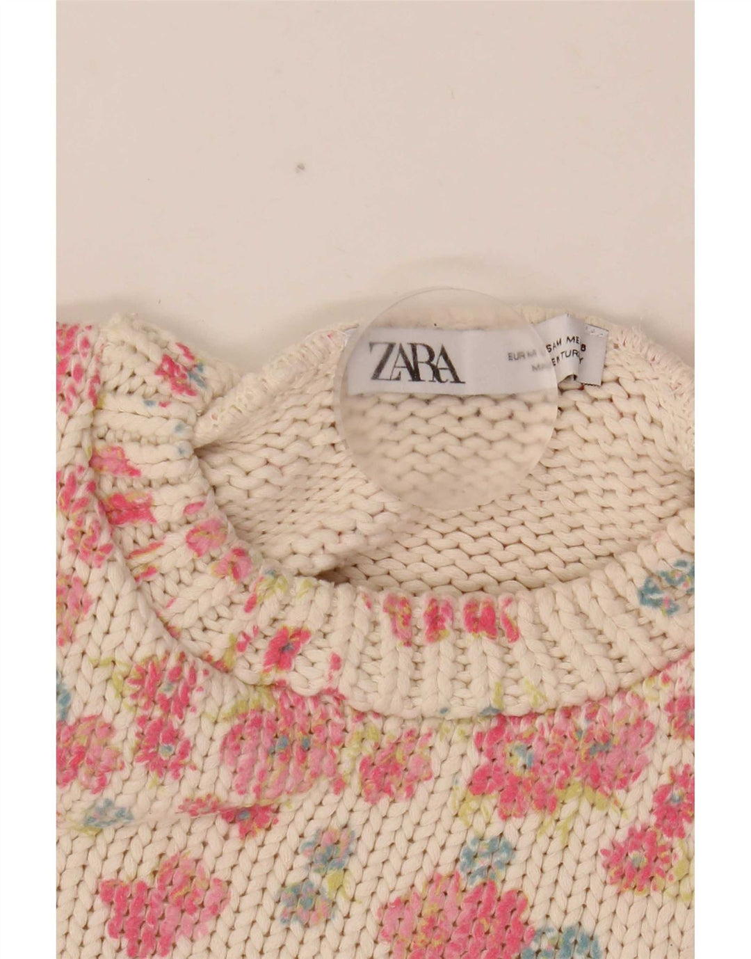 Zara Damen Crop Vest Tank Top UK 12 Medium White Floral Polyester
