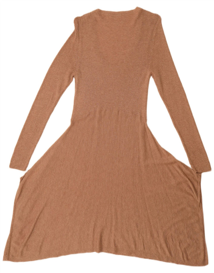 Marks & Spencer Damen Pulloverkleid UK 14 Mittelbraune Viskose