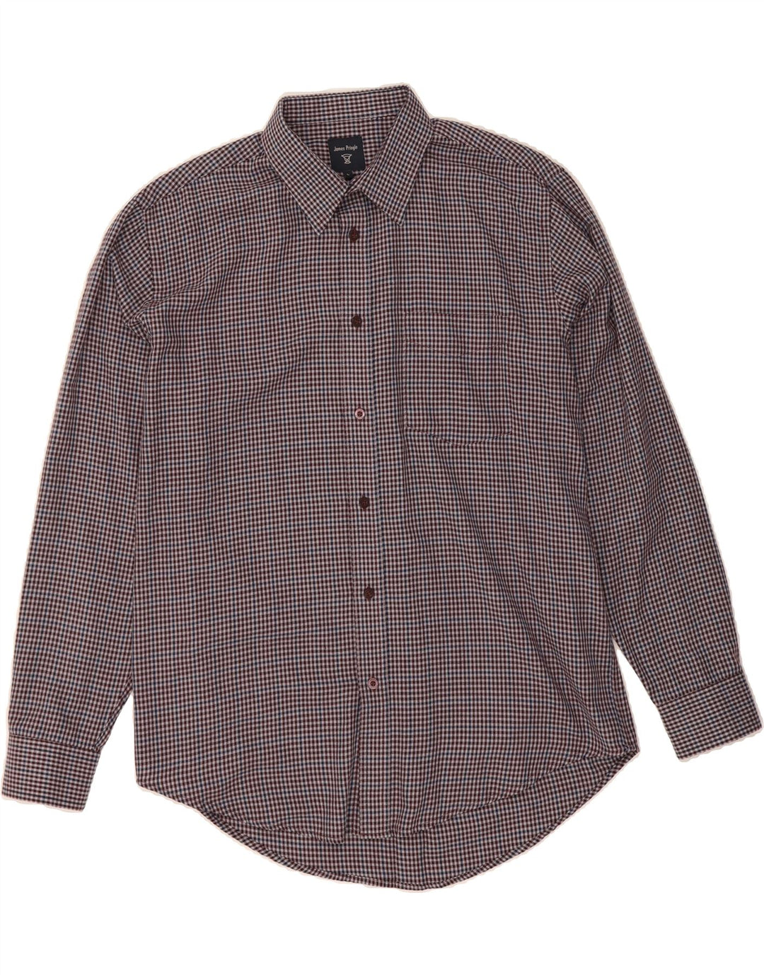 JAMES PRINGLE Mens Flannel Shirt Large Burgundy Check Polyester Vintage James Pringle and Second-Hand James Pringle from Messina Hembry 