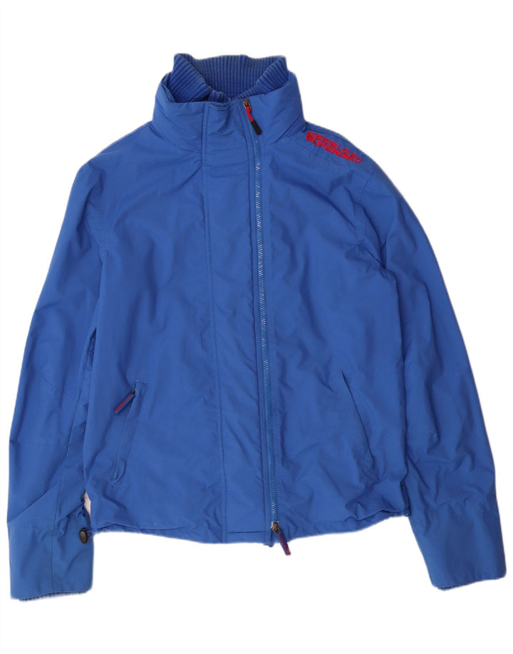 SUPERDRY Herren-Windbreaker-Jacke, UK 40, Größe L, blaues Nylon
