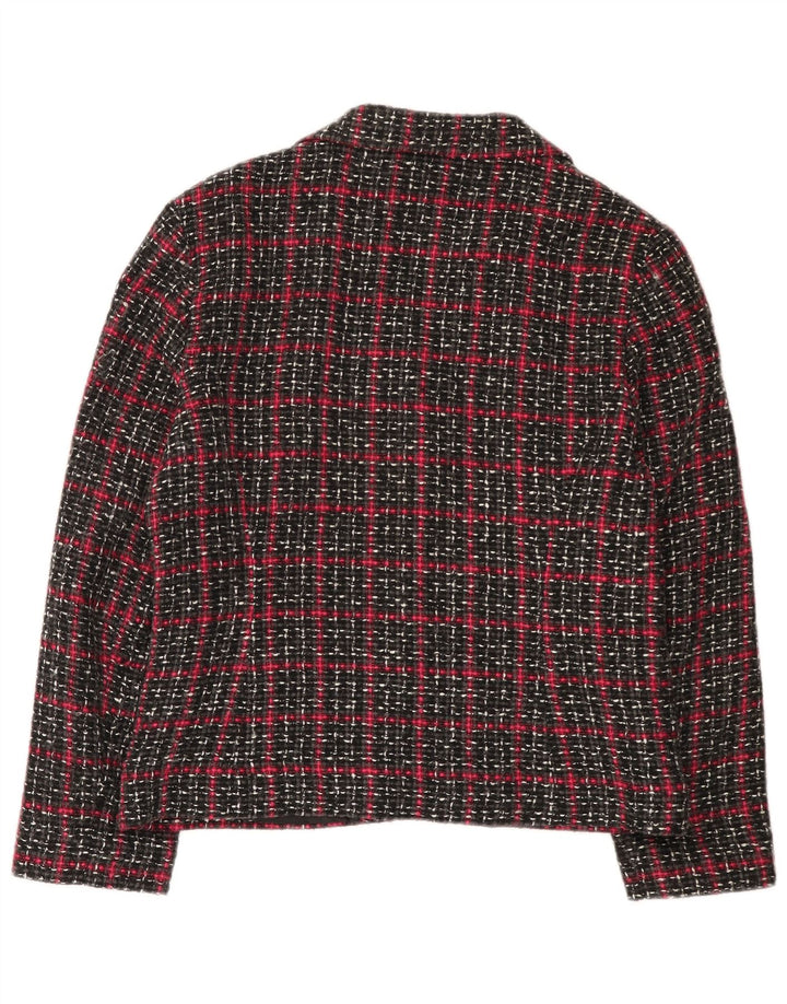 Etam Damen-Blazerjacke mit 4 Knöpfen, UK 16, groß, schwarz kariert, Viskose