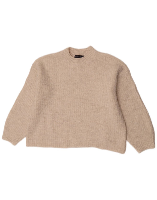 Marks & Spencer Damen-Pullover mit Rundhalsausschnitt, UK 14, Mittelbeige, Acryl