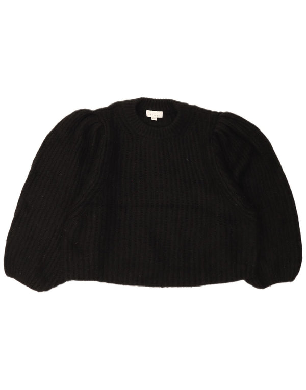 Topshop Damen-Pullover, bauchfrei, übergroß, Rundhalsausschnitt, Gr. 14, mittelschwarz