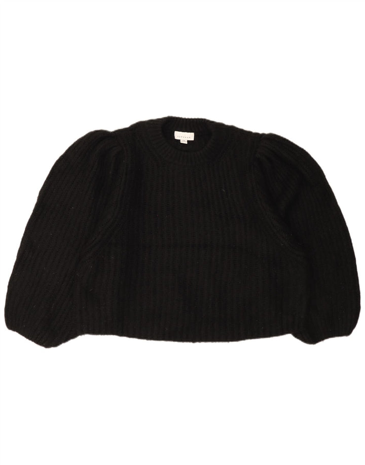 Topshop Damen-Pullover, bauchfrei, übergroß, Rundhalsausschnitt, Gr. 14, mittelschwarz