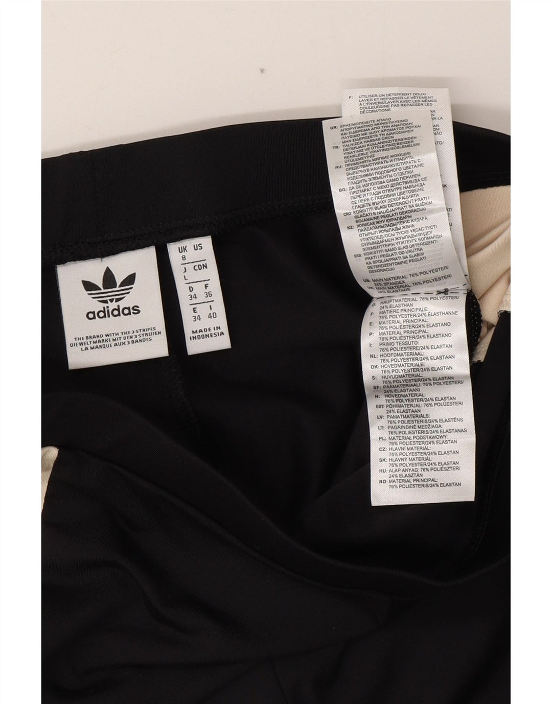ADIDAS Damen Leggings UK 8 Small Schwarz Colourblock Polyester