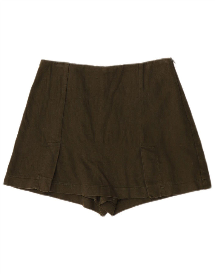 Zara Damen Hotpants XS W24 Khaki Baumwolle