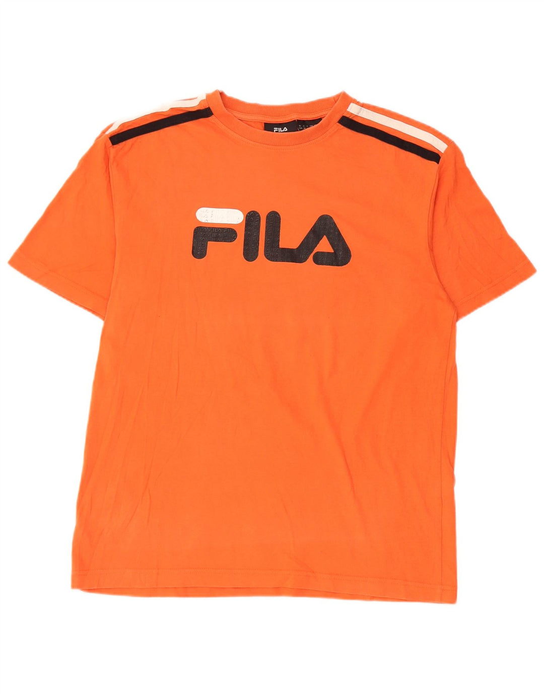 Fila Herren Grafik-T-Shirt-Oberteil aus mittelorange gestreifter Baumwolle