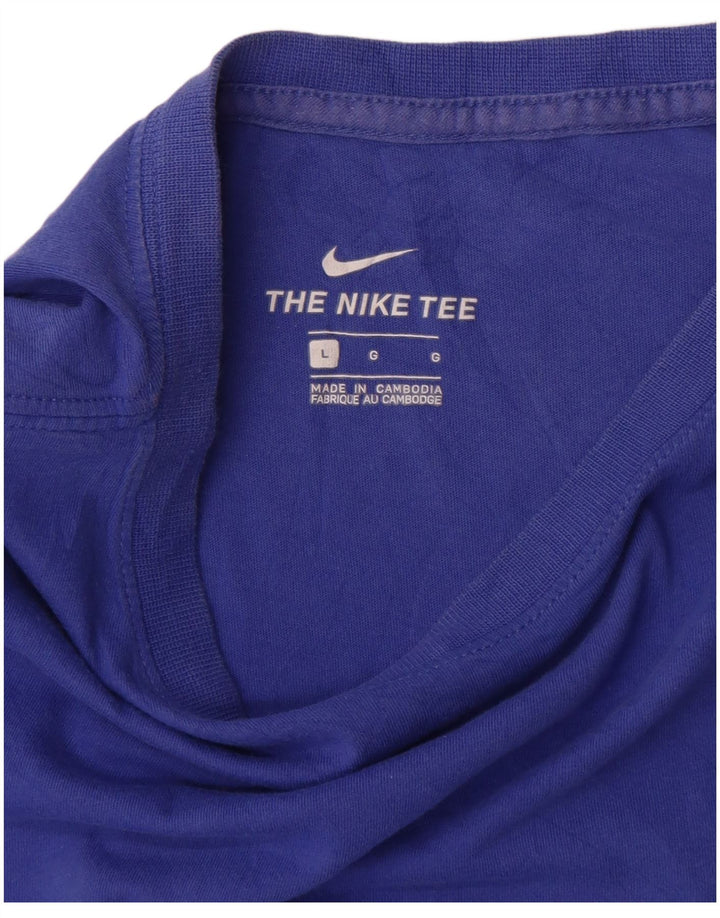 Nike Damen T-Shirt Top UK 16 Large Blau Baumwolle