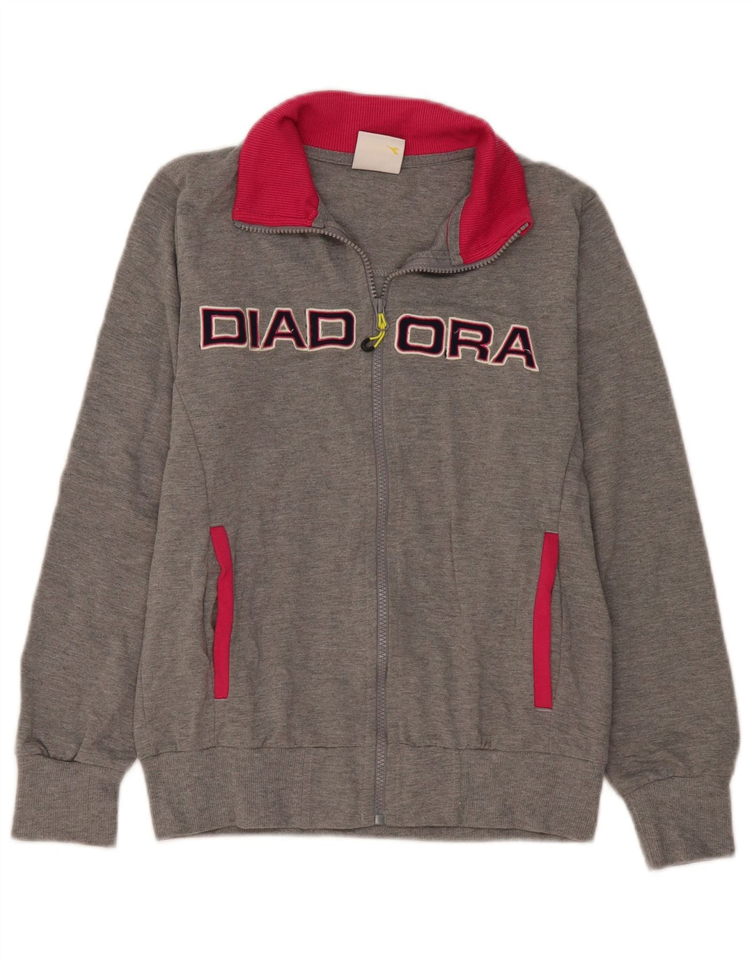 Diadora Damen-Trainingsanzugoberteil mit Grafik, Gr. 10, Größe S, Grau, Farbblock