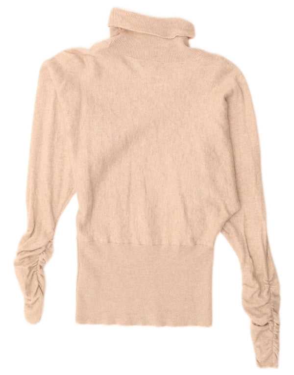 Reiss Damen Batwing Rollkragenpullover Pullover UK 10 Small Beige Wolle