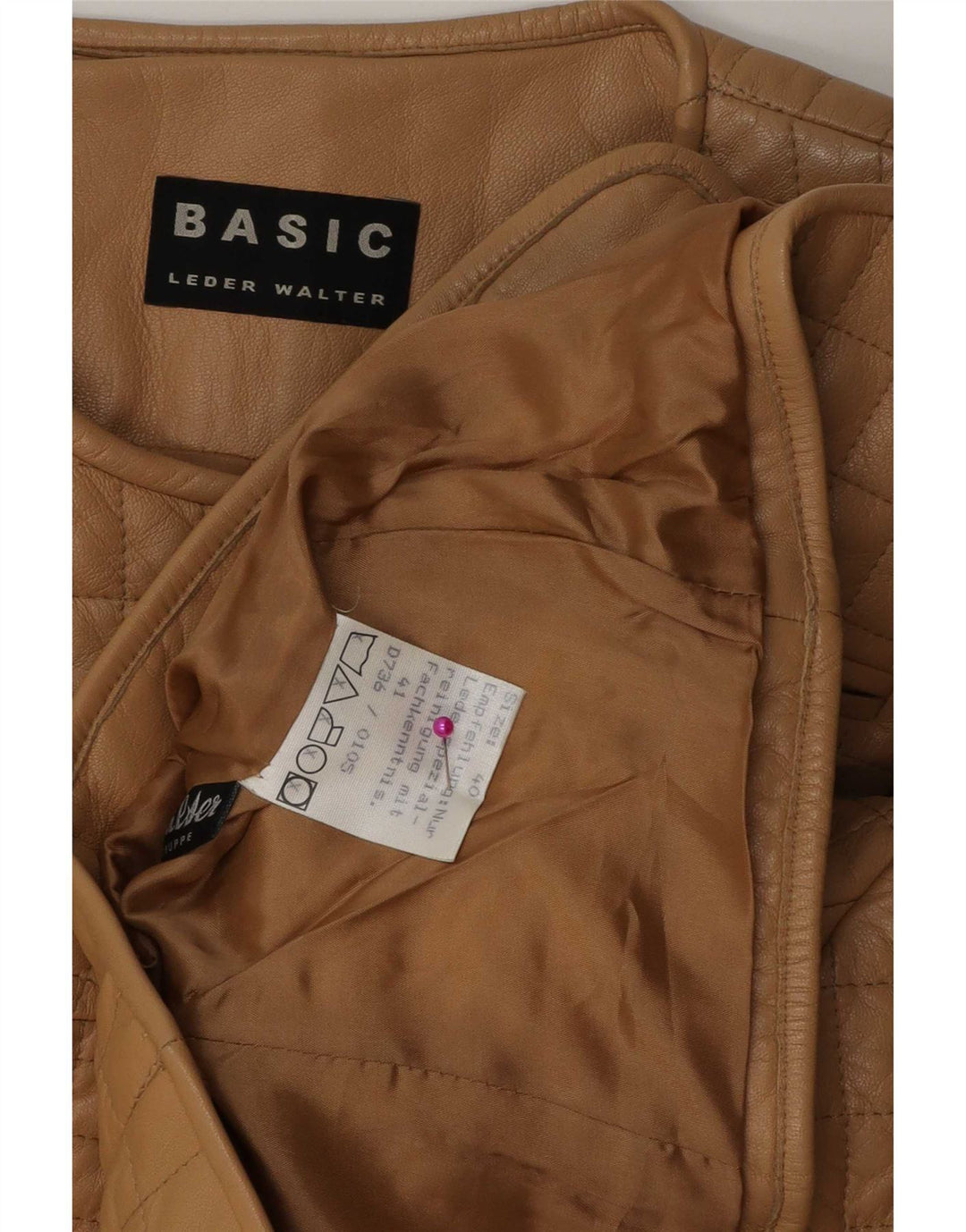 Basic Damen Steppjacke aus Leder IT 40 Small Beige Leder