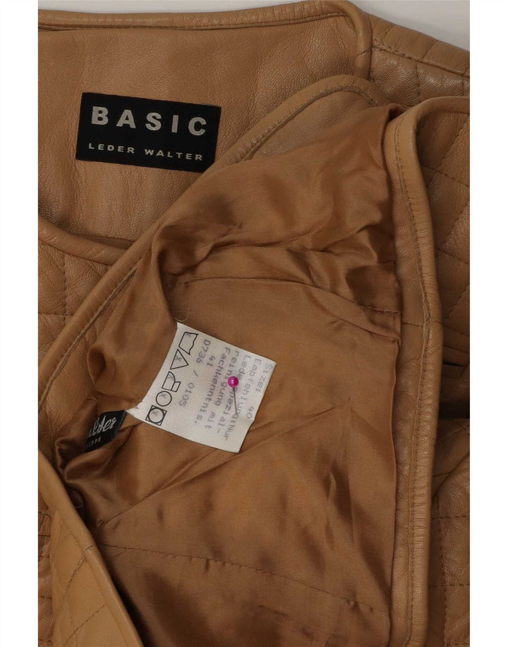 Basic Damen Steppjacke aus Leder IT 40 Small Beige Leder