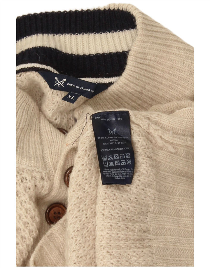 Crew Clothing Herren-Pullover mit Knopfkragen, XL, beige Wolle