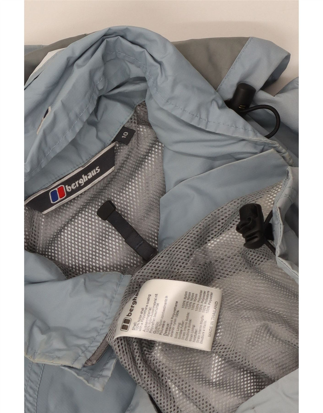 Berghaus Damen-Regenjacke mit Kapuze, übergroß, UK 10, Größe S, blau, Nylon