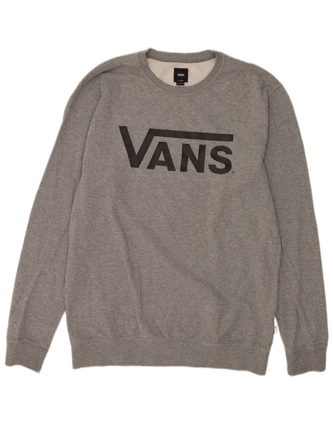 Vans Herren Grafik-Sweatshirt-Pullover XL aus grau gefleckter Baumwolle