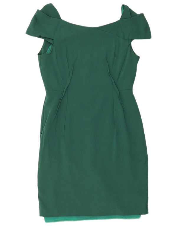 Reiss Schulterfreies Etuikleid für Damen, UK 14, Größe L, grüne Viskose
