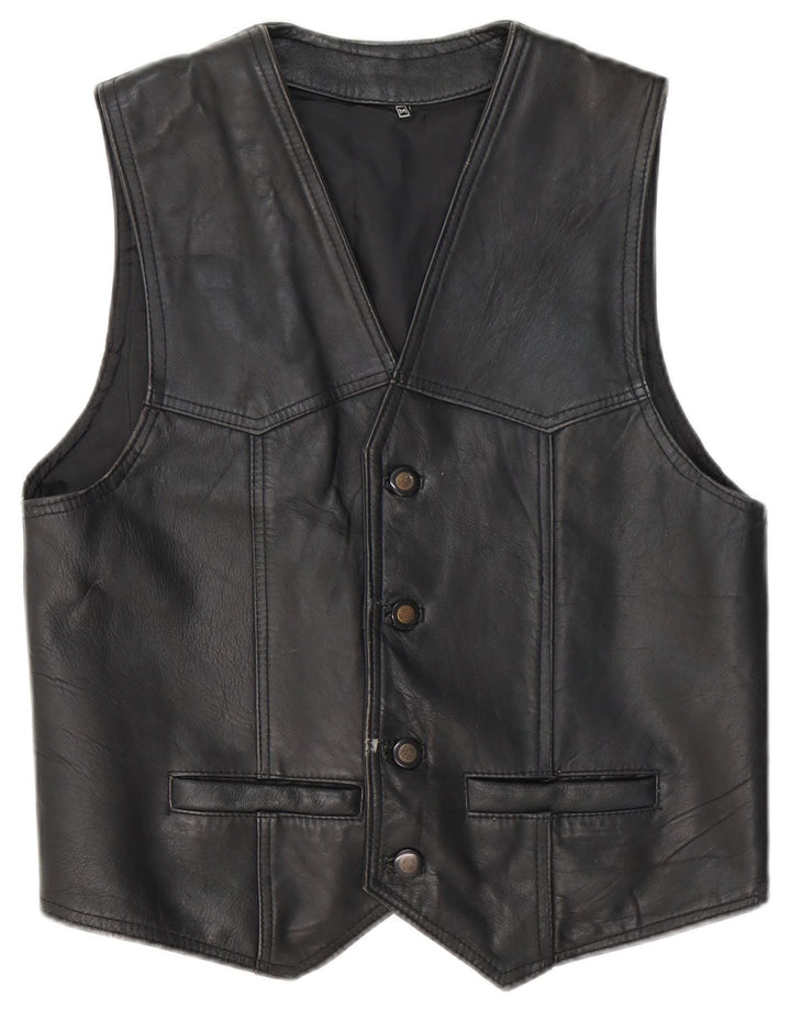 Vintage Herren Lederweste Medium Schwarz