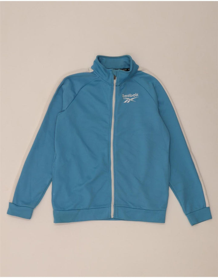 Reebok Jungen-Trainingsanzug-Top-Jacke, 15–16 Jahre, blaues Farbblock-Polyester