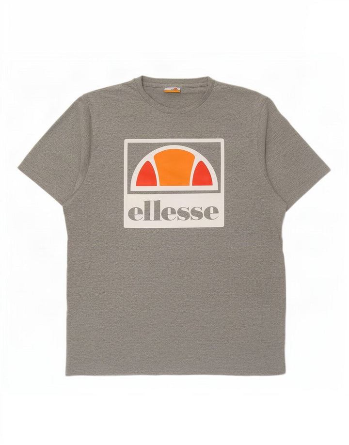 Ellesse Herren-T-Shirt mit Grafik, groß, grau gesprenkelte Baumwolle