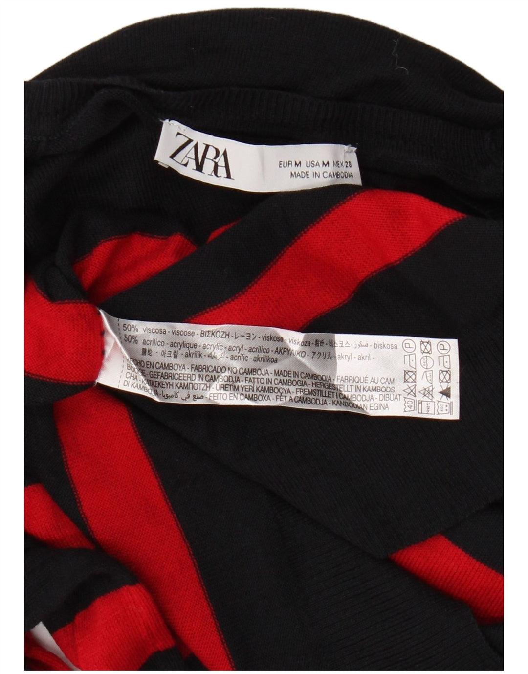 Zara Damen-Pullover mit U-Boot-Ausschnitt, UK 14, mittlere marineblaue gestreifte Viskose