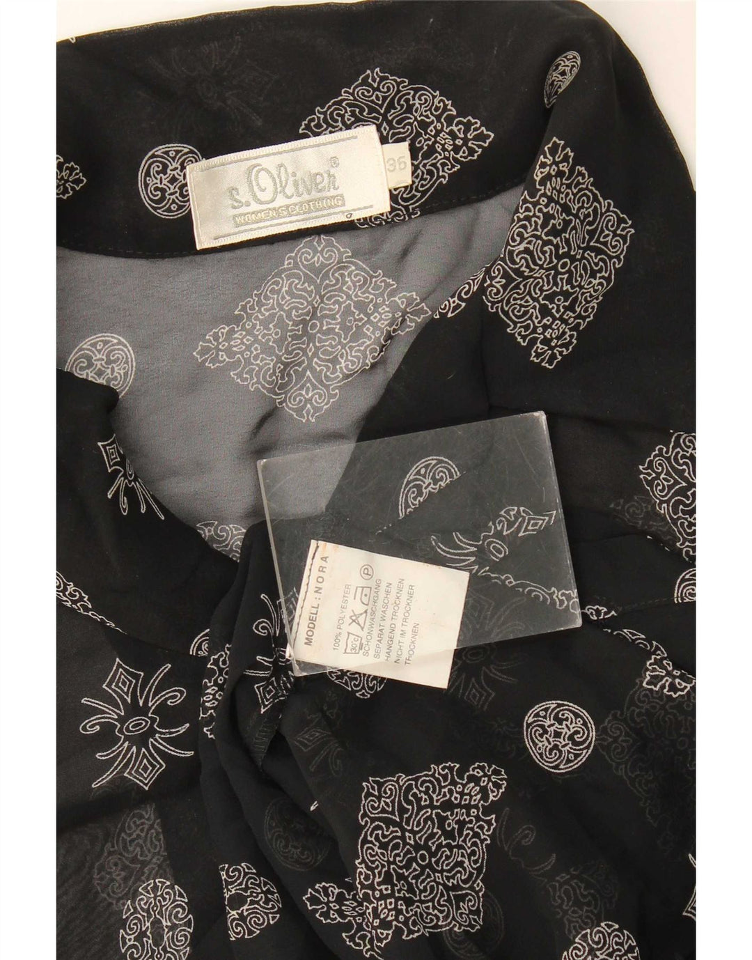 S.Oliver Damen Longline-Hemdbluse EU 36 Small Schwarz geblümtes Polyester