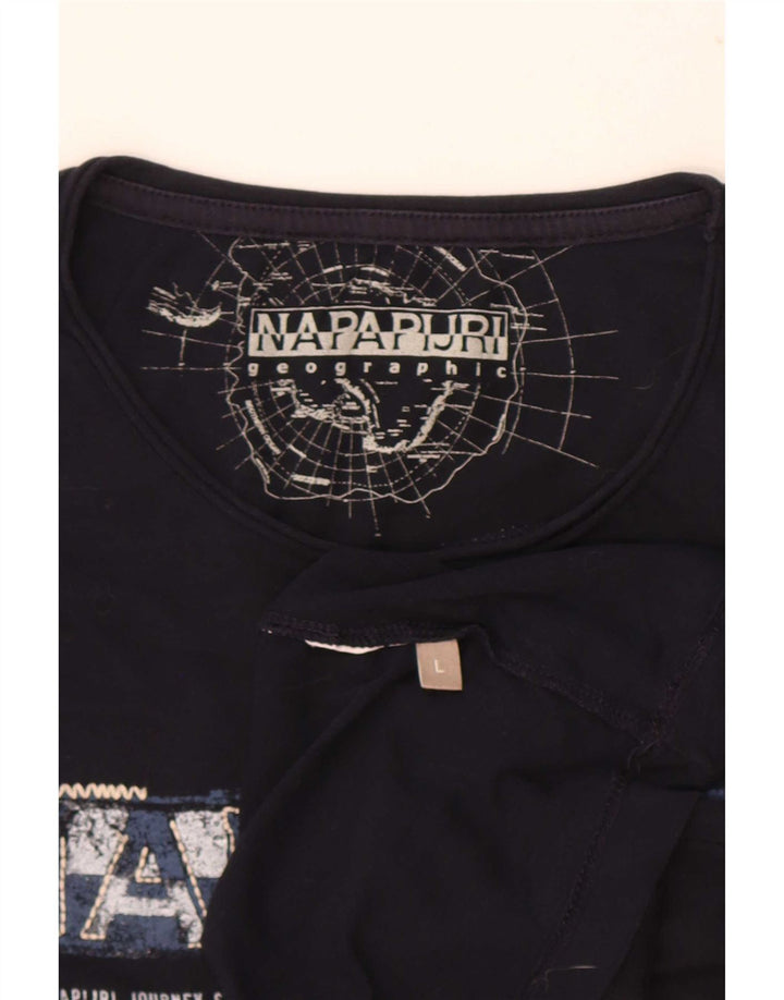 Napapijri Herren-T-Shirt mit Grafik, Größe L, Marineblau