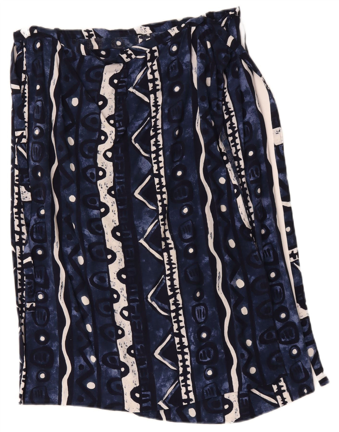Vintage Damen Wickelrock W34 Groß Marineblau Geometrisch