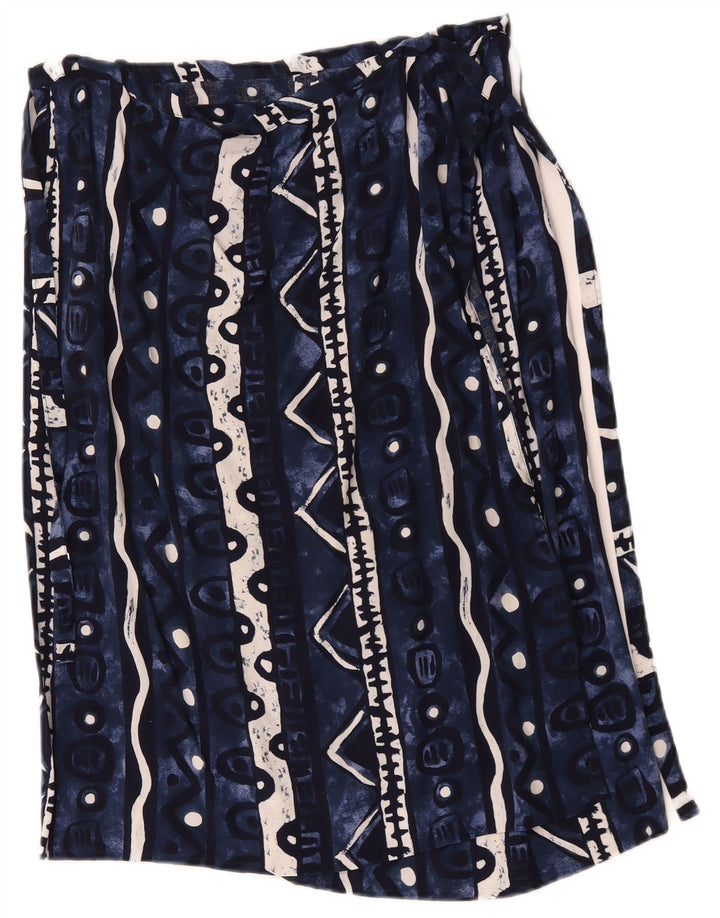 Vintage Damen Wickelrock W34 Groß Marineblau Geometrisch