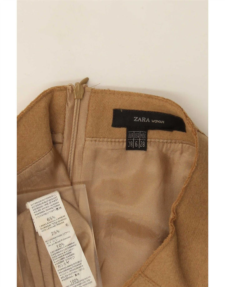 Zara Damen A-Linienrock EU 38 Small W28 Braune Wolle